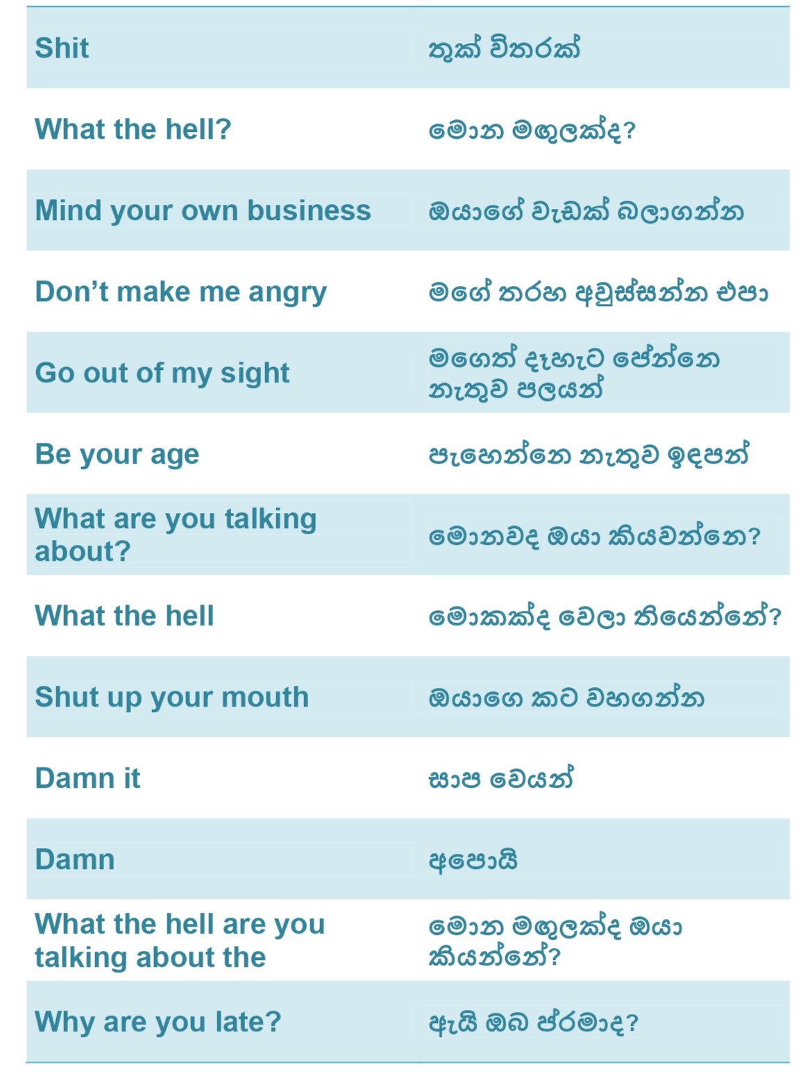 Harsh Words To Blame In English With Sinhala Meaning